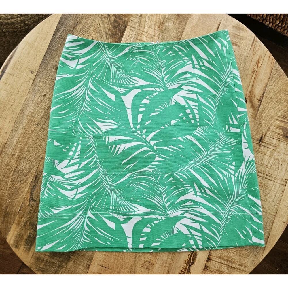 Talbots Palm Tree Leaf Green/White Tropical Print Skirt Women's Size 6P NWOT - Picture 3 of 9